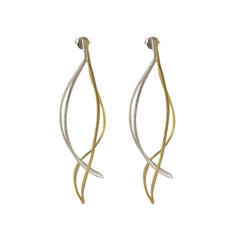 Curved cutout waterdrop Gold Sterling Silver Earrings