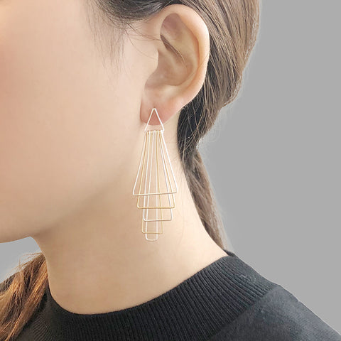 Top Cutout Triangle Gold Sterling Silver Earrings