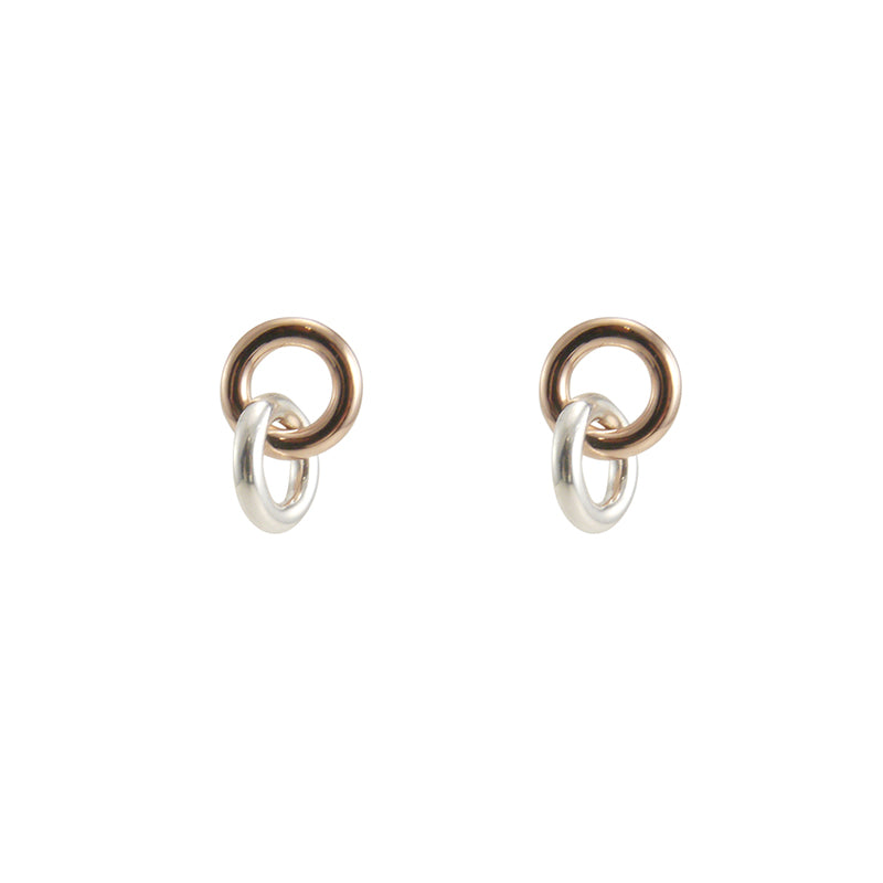 Duo Circle Rose Gold Sterling silver Earrings