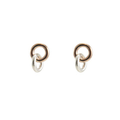 Duo Circle Rose Gold Sterling silver Earrings