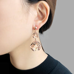 triple triangle Rose Gold earrings