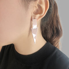 3D Pyramid Rose Gold Sterling Silver Earrings