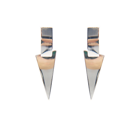 3D Pyramid Rose Gold Sterling Silver Earrings