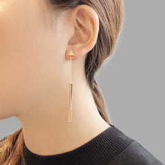 Irregular Cutout and Triangle Gold Pull-Thru Earrings