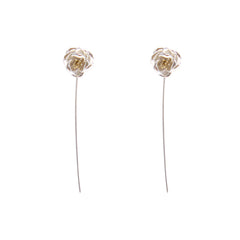 Camellia Silver and Gold Sterling Silver Pull-Thru Earrings