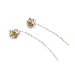 Camellia Silver and Gold Sterling Silver Pull-Thru Earrings