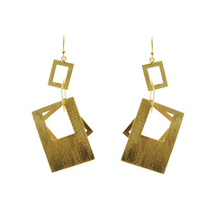 Four Cutout Square Gold Sterling Sliver Drop Earrings