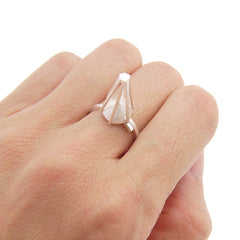 Pyramid Sterling Silver Adjustable Ring