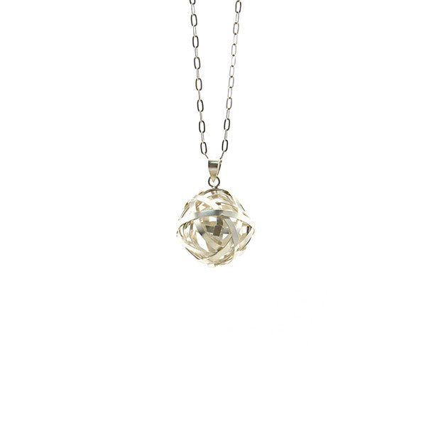 Yarn Ball Long Sterling Silver Necklace