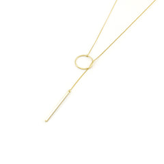 Cutout Circle & Long Bar Gold Adjustable Necklace