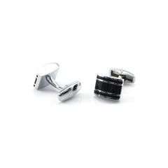 Basic Black Rectangle with 2 Lines Cufflinks