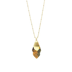 Duo Hanging Big & Small Oval Leaf Gold Long Necklace