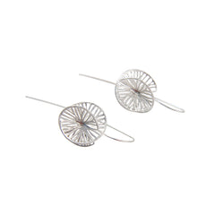 Cutout 3D Twisted Sphere Sterling Silver Pull-Thru Earrings
