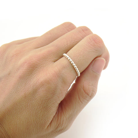 Basic Tiny Round Ball Sterling Silver Ring