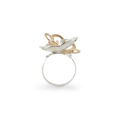 Two Tone Flower Rose Gold & Sliver Sterling Sliver Ring