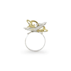 Two Tone Flower Gold & Sliver Sterling Sliver Ring