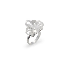 Two Tone Flower Sterling Sliver Ring