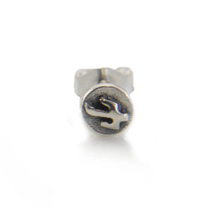 Mini Circle with Emboss Swallow Print Sterling Silver Stud (One Piece)