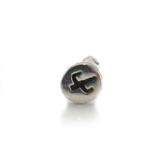 Mini Circle with Engraved Swallow Sterling Silver Stud (one piece)