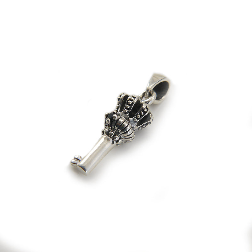 Gothic Crown Key Sterling Silver Charm