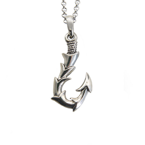Shinny Fishing Hook Sterling Silver Necklace