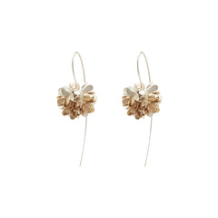 Hydrangea Dangle Rose Gold & Sliver Sterling Silver Pull-Thru Earrings