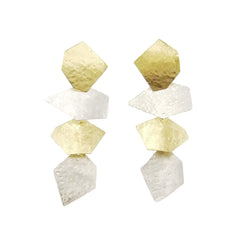 Hexagon Quartet Gold & Sliver Sterling Silver Pierced Earrings