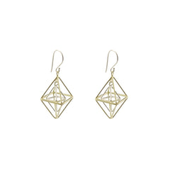 Duo 3D Cutout Diamond Gold & Sliver Sterling Sliver Earrings