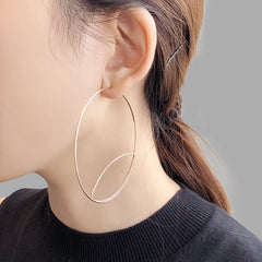 Cutout Gaint Circle Rose Gold Sterling Sliver Earrings