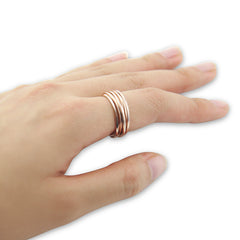 Thin Multi-line Rose Gold Sterling Sliver Ring