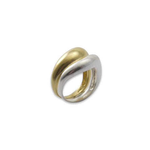 Gold Silver set of two sterling silver rings