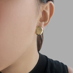 3D egg shape Gold Sterling Silver Clip Earrings