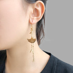 Ginkgo Leaf Gold Earrings