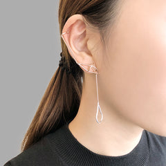 Cutout Waterdrop With 3D Diamond Rose Gold & Sliver Ear Clip Studs