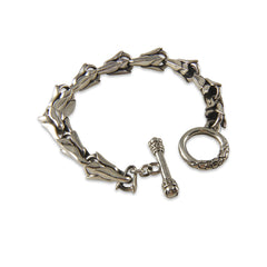 Thorn Chain with T-Bar Ring Hook Shinny Sterling Silver Bracelet (thick version 22cm)