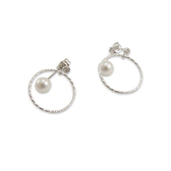 Pearl with Sterling Silver Circle ring Studs