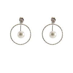 Pearl with Sterling Silver Circle ring Studs