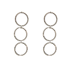 Triple circle Sterling Silver Pull-Thru Chain Earrings